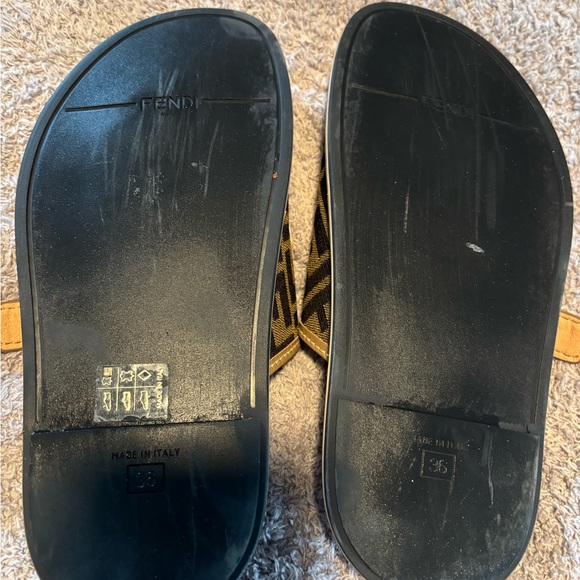 Fendi Black and Gold Sandals - Picture 7 of 13